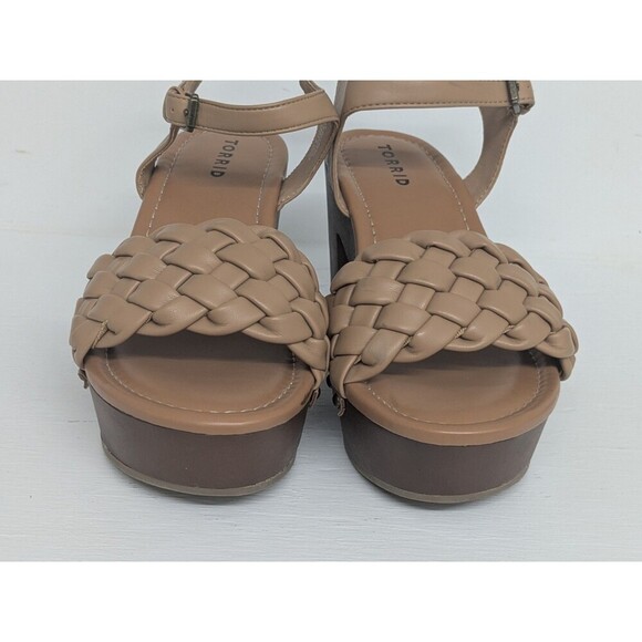 Torrid Brown Platform Block Heel Woven Braided Strappy Sandals Size 8.5WW - Picture 3 of 8